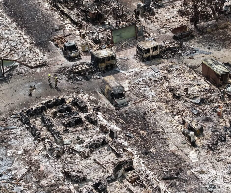 Highland Farm Explosion and fire, images from Yedis drone shots